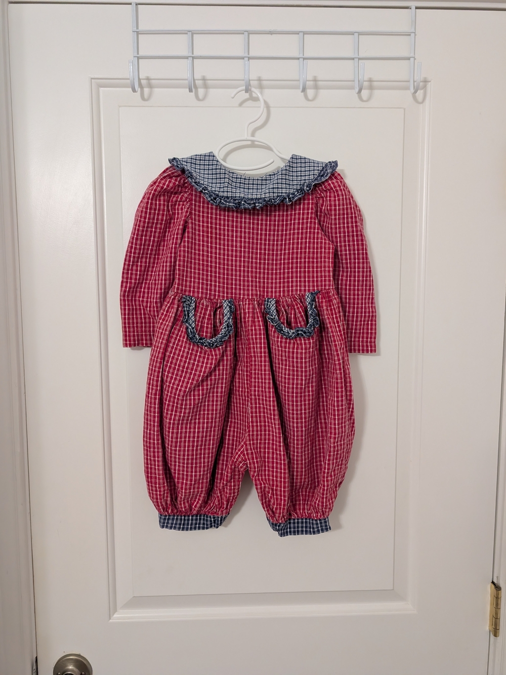 Hot Spots by RJL Vintage Red Plaid Romper Jumpsuit Girls 2T 3T Cottagecore